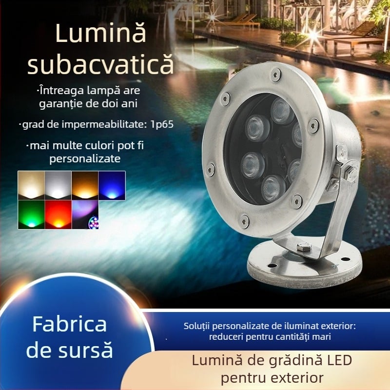 Feiyang FY-6110 Lumină subacvatică, oțel inoxidabil, RGB, 18W, IP68, fascicul de 180°
