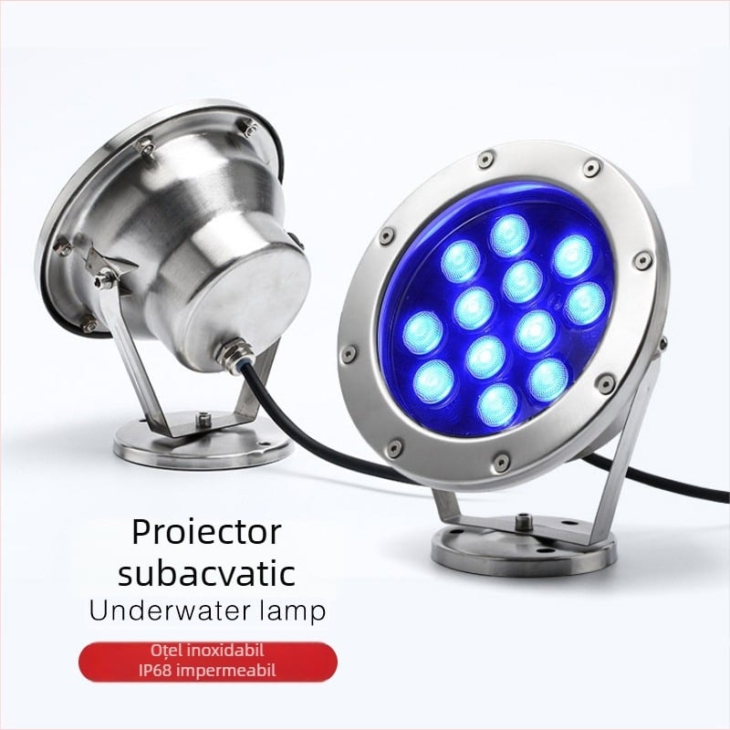 Lumină LED subacvatică pentru piscină MS-SDD, DC24V, IP68, 3–48 LED-uri, 120 lm, carcasă din oțel inoxidabil