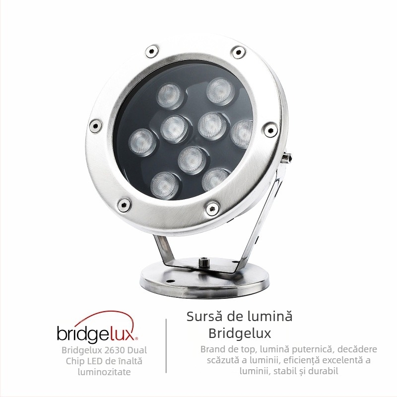 Lumină LED subacvatică pentru piscină MS-SDD, DC24V, IP68, 3–48 LED-uri, 120 lm, carcasă din oțel inoxidabil