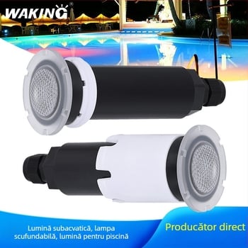 GRPC55 lampă subacvatică RGB pentru piscină, alimentare 12/24V AC/DC, LED Osram, carcasă din oțel inoxidabil IP68, reglaj intensitate prin telecomandă, aplicație mobilă și Bluetooth