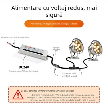 Lumină LED submersibilă pentru bazine și elemente de apă, carcasă din oțel inoxidabil, 6–10W, LED chip City of Light