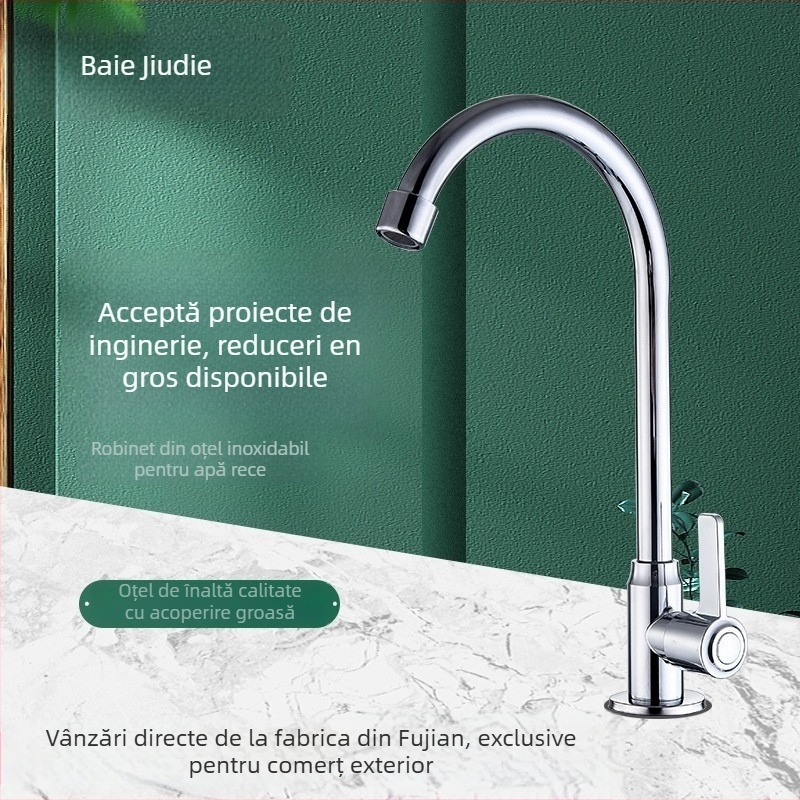 Robinet de bucătărie vertical din oțel inoxidabil, apă rece (model mp88600, 0,8 MPa, 0–90°C)