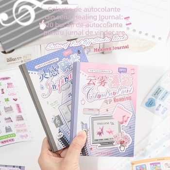 Carte cu autocolante pentru decor DIY – motive tăiate din film, stil INS cu modele în engleză pentru planificator și husă de telefon (Brand: Yuyan; Material: hârtie; Meșteșug: autocolante, imprimare, făcut manual; Număr de produs: Yuyan--Healing Handwritte