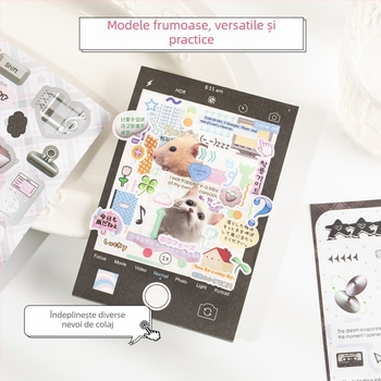 Carte cu autocolante pentru decor DIY – motive tăiate din film, stil INS cu modele în engleză pentru planificator și husă de telefon (Brand: Yuyan; Material: hârtie; Meșteșug: autocolante, imprimare, făcut manual; Număr de produs: Yuyan--Healing Handwritte