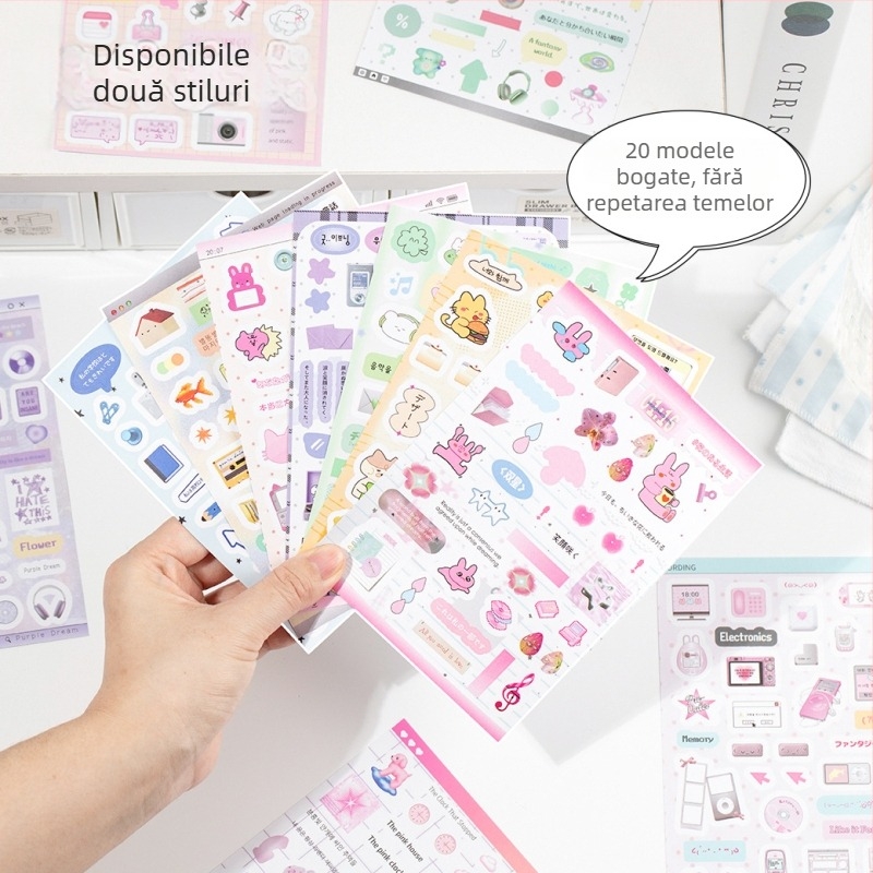 Carte cu autocolante pentru decor DIY – motive tăiate din film, stil INS cu modele în engleză pentru planificator și husă de telefon (Brand: Yuyan; Material: hârtie; Meșteșug: autocolante, imprimare, făcut manual; Număr de produs: Yuyan--Healing Handwritte