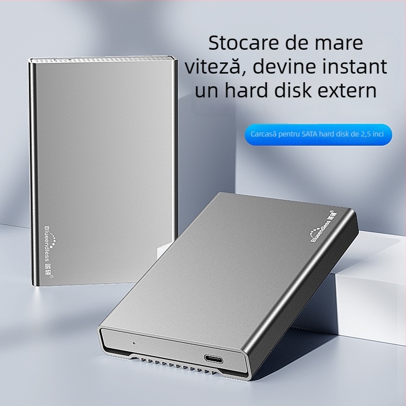 Carcasă externă SATA pentru hard disk, din aluminiu solid, USB-C, până la 4TB, USB 3.0 5Gbps