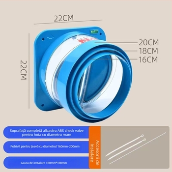 Supapă de control cu încuietoare dublă pentru hota de bucătărie universală — ieșire aer, conductă de evacuare, stil modern minimalist