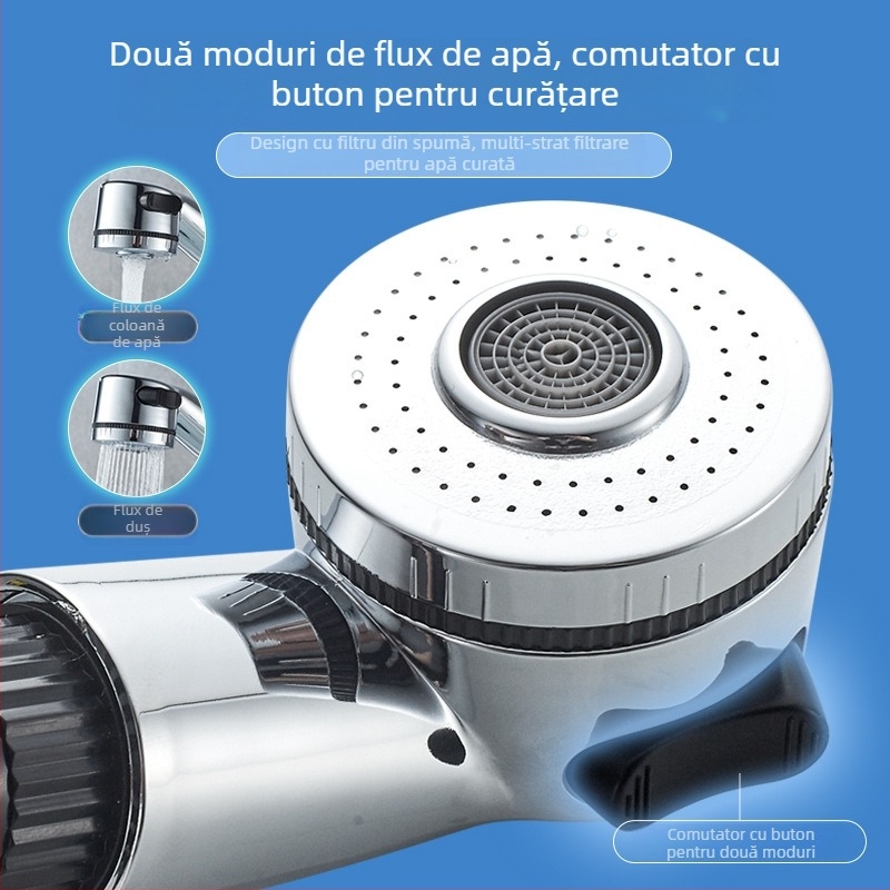 Robinet de chiuvetă cu două găuri, cu tragere pentru apă caldă și rece, corp din alamă, finisaj cromat, cartuș ceramic, model SKCLSLT