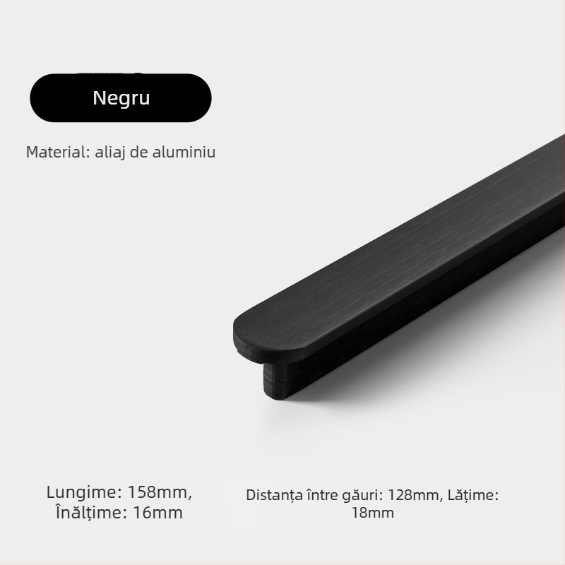 Mâner pentru garderobă - aliaj de aluminiu, turnare la presiune, stil modern minimalist, model 8812