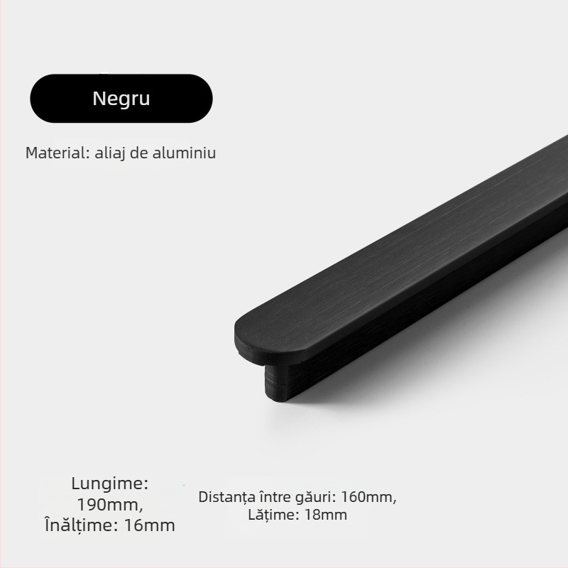 Mâner pentru garderobă - aliaj de aluminiu, turnare la presiune, stil modern minimalist, model 8812