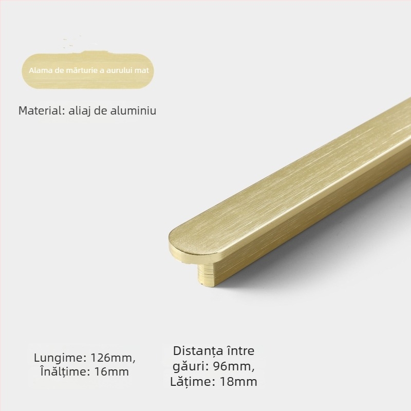 Mâner pentru garderobă - aliaj de aluminiu, turnare la presiune, stil modern minimalist, model 8812