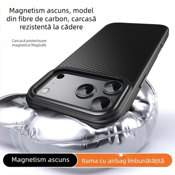Husă iPhone cu finisaj carbon, compatibil MagSafe, carcasă PC+TPU, design două în unu, prindere magnetică, protecție anti-cădere, antiamprente, personalizabil