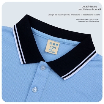 Tricou polo cu mâneci lungi pentru copii, 81–95% bumbac, guler, unisex, imprimare cu logo