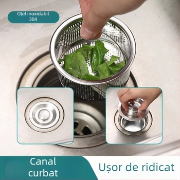 Dop de scurgere pentru chiuvetă cu filtru, oțel inoxidabil 304, brand The First Force