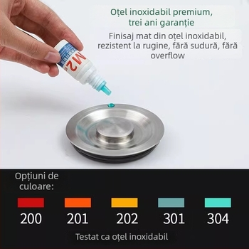 Dop de scurgere pentru chiuvetă cu filtru, oțel inoxidabil 304, brand The First Force