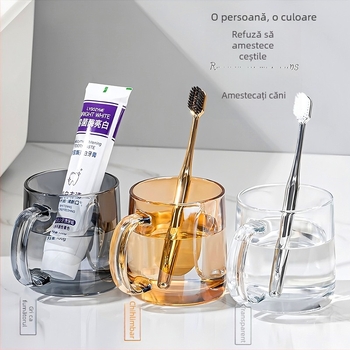 Lemeiya pahar din sticlă temperată pentru apă de gură și periuța de dinți, rotund, un singur strat, rezistent la temperaturi înalte, pentru uz casnic și hotelier