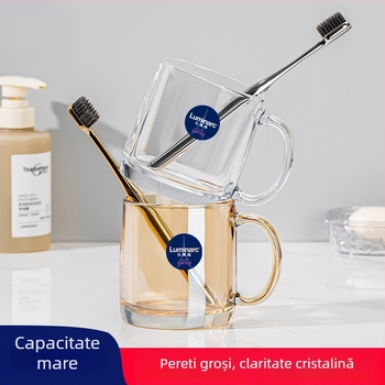 Lemeiya pahar din sticlă temperată pentru apă de gură și periuța de dinți, rotund, un singur strat, rezistent la temperaturi înalte, pentru uz casnic și hotelier