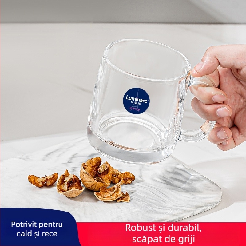 Lemeiya pahar din sticlă temperată pentru apă de gură și periuța de dinți, rotund, un singur strat, rezistent la temperaturi înalte, pentru uz casnic și hotelier