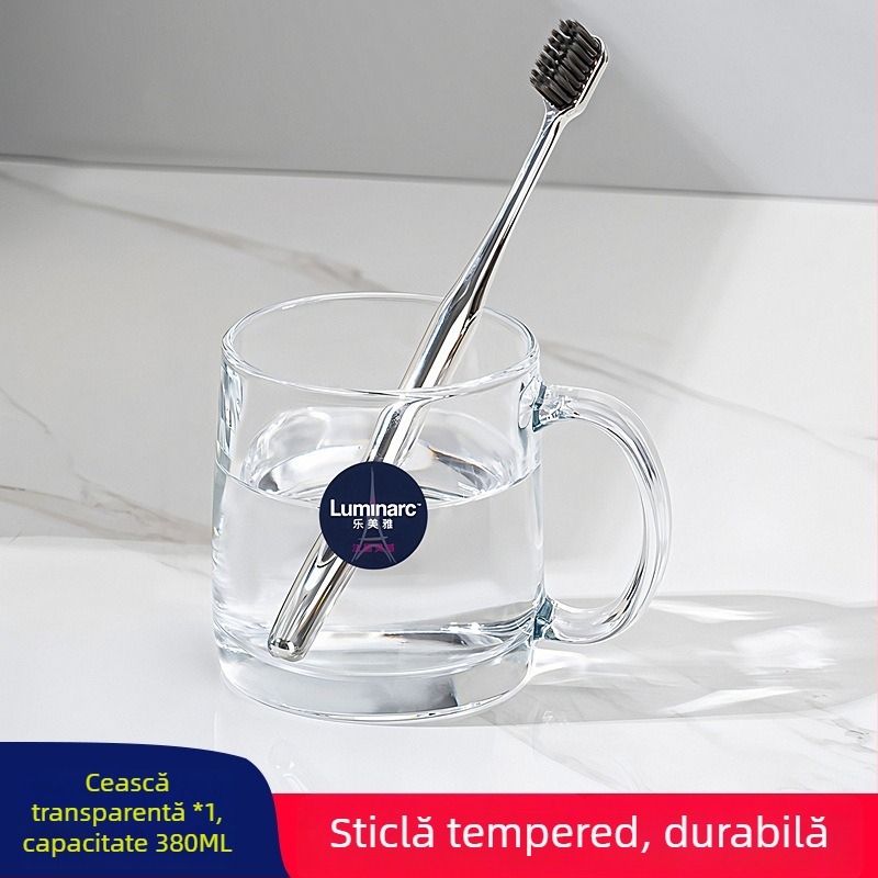 Lemeiya pahar din sticlă temperată pentru apă de gură și periuța de dinți, rotund, un singur strat, rezistent la temperaturi înalte, pentru uz casnic și hotelier