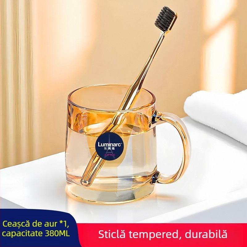 Lemeiya pahar din sticlă temperată pentru apă de gură și periuța de dinți, rotund, un singur strat, rezistent la temperaturi înalte, pentru uz casnic și hotelier