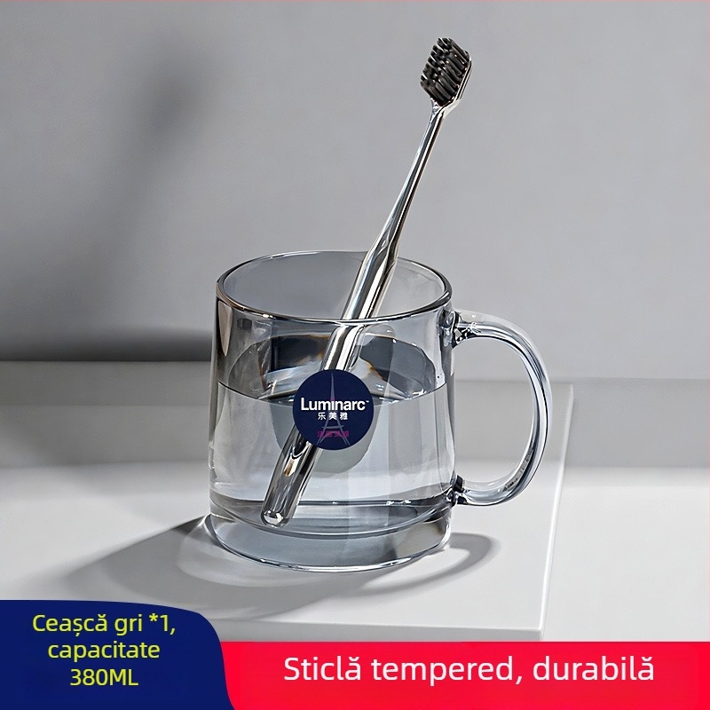 Lemeiya pahar din sticlă temperată pentru apă de gură și periuța de dinți, rotund, un singur strat, rezistent la temperaturi înalte, pentru uz casnic și hotelier