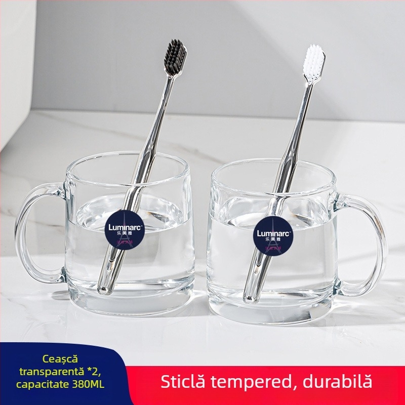 Lemeiya pahar din sticlă temperată pentru apă de gură și periuța de dinți, rotund, un singur strat, rezistent la temperaturi înalte, pentru uz casnic și hotelier