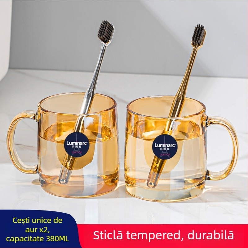 Lemeiya pahar din sticlă temperată pentru apă de gură și periuța de dinți, rotund, un singur strat, rezistent la temperaturi înalte, pentru uz casnic și hotelier