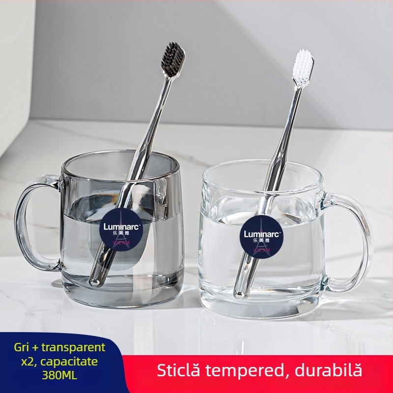 Lemeiya pahar din sticlă temperată pentru apă de gură și periuța de dinți, rotund, un singur strat, rezistent la temperaturi înalte, pentru uz casnic și hotelier