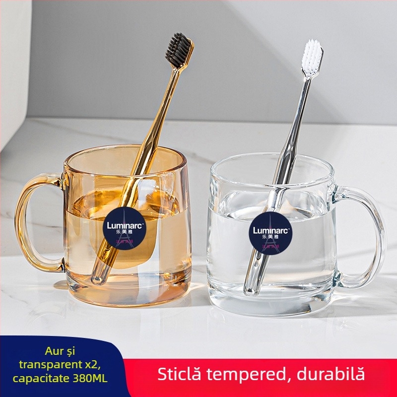 Lemeiya pahar din sticlă temperată pentru apă de gură și periuța de dinți, rotund, un singur strat, rezistent la temperaturi înalte, pentru uz casnic și hotelier