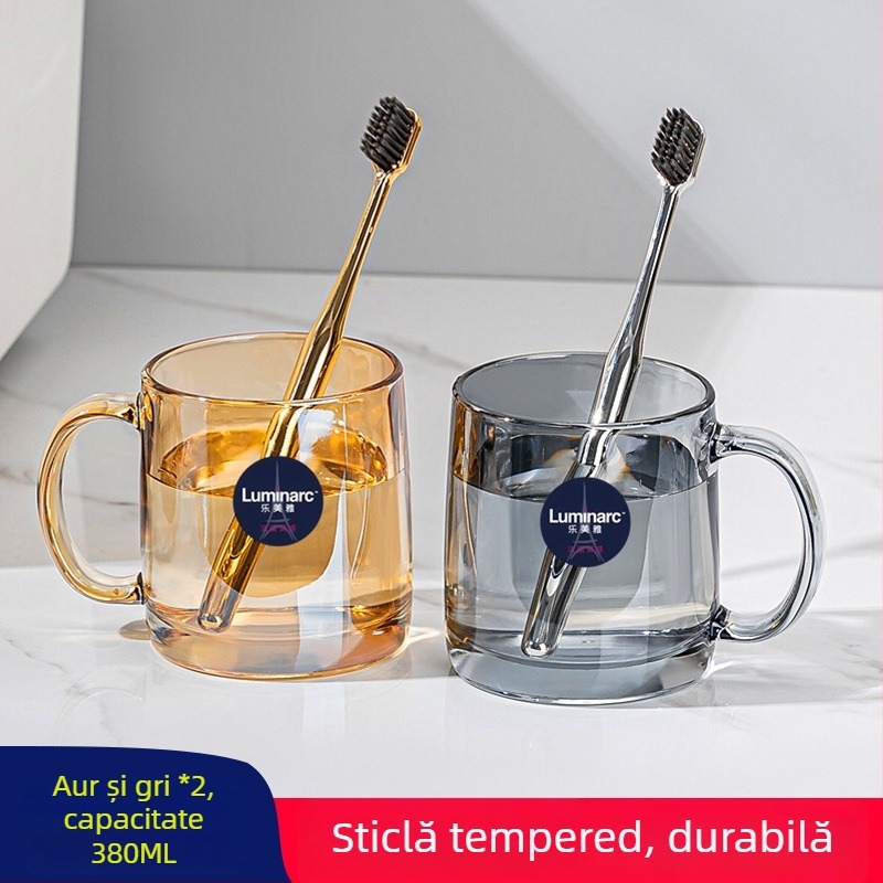 Lemeiya pahar din sticlă temperată pentru apă de gură și periuța de dinți, rotund, un singur strat, rezistent la temperaturi înalte, pentru uz casnic și hotelier