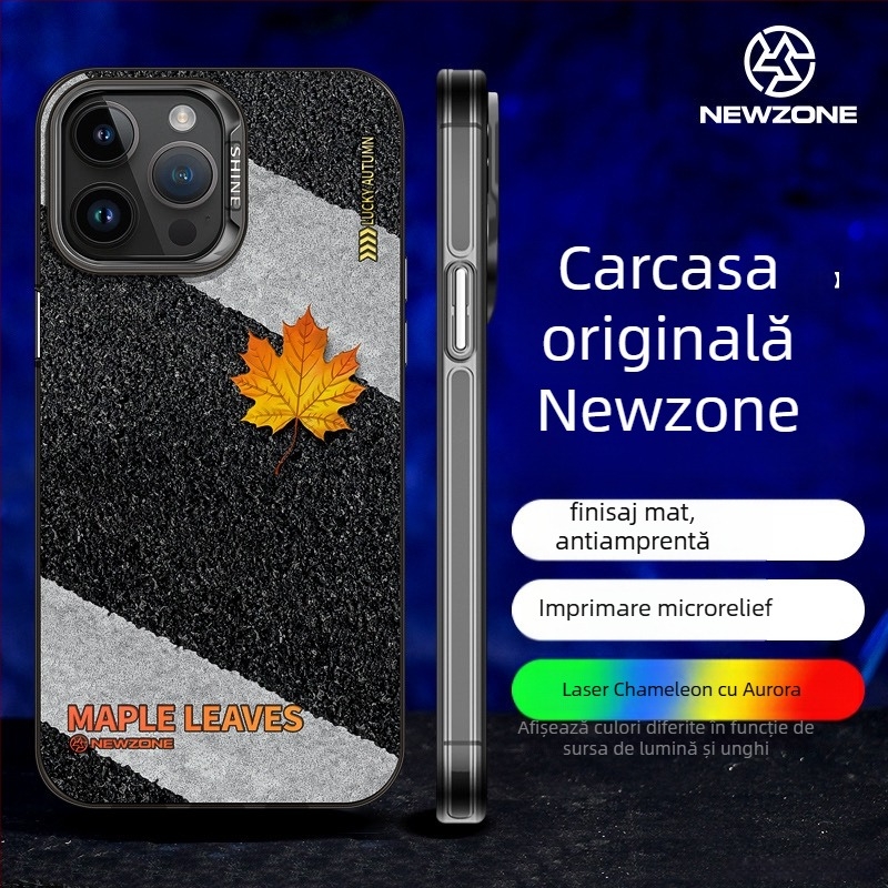 Husă pentru iPhone 14 Pro Max, carcasă rigidă, acrilic, design pictat cu frunză de arțar și măr, protecție anti-cădere