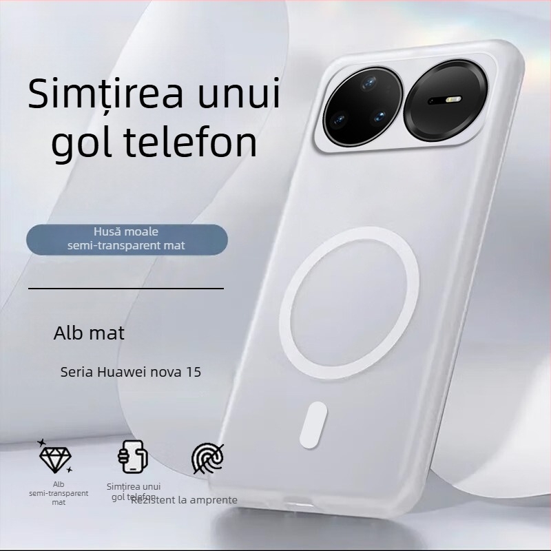 Carcasă TPU Huawei nova15 Pro, finisaj mat cu textură nisipoasă, prindere magnetică și protecție anti-cadere