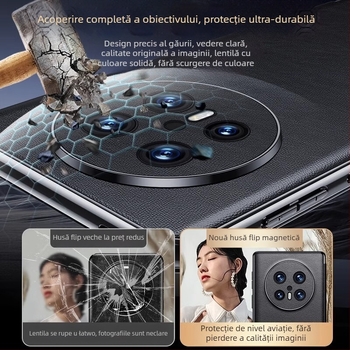 Carcasă flip din piele pentru Huawei Mate70 Pro, cu închidere magnetică