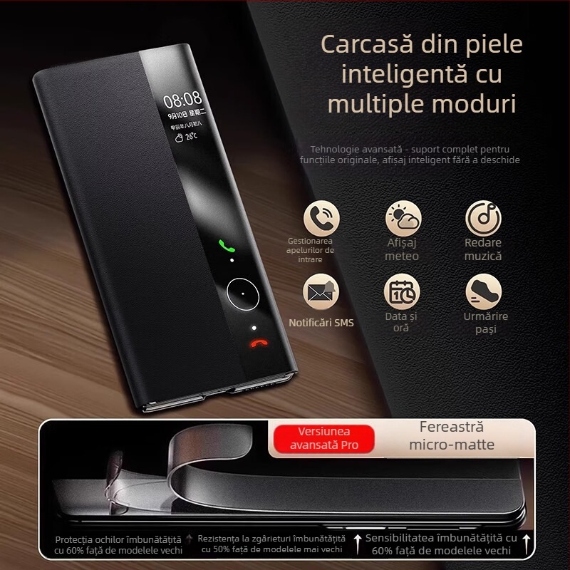 Carcasă flip din piele pentru Huawei Mate70 Pro, cu închidere magnetică