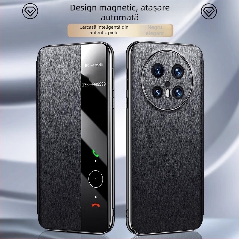 Carcasă flip din piele pentru Huawei Mate70 Pro, cu închidere magnetică