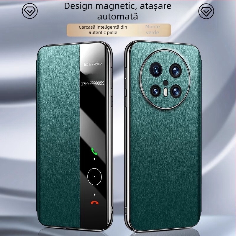 Carcasă flip din piele pentru Huawei Mate70 Pro, cu închidere magnetică