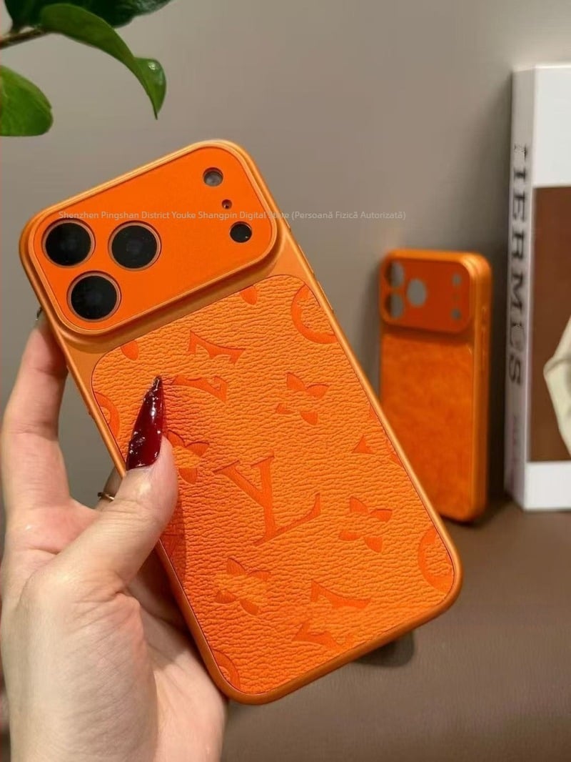 Carcasă din TPU portocalie pentru iPhone 17 Pro și iPhone 17 Pro Max – protecție totală, textură embosată, anti-cadere