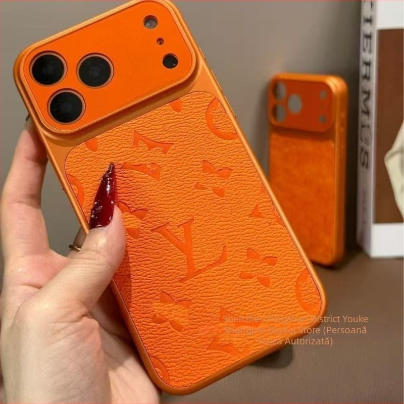 Carcasă din TPU portocalie pentru iPhone 17 Pro și iPhone 17 Pro Max – protecție totală, textură embosată, anti-cadere