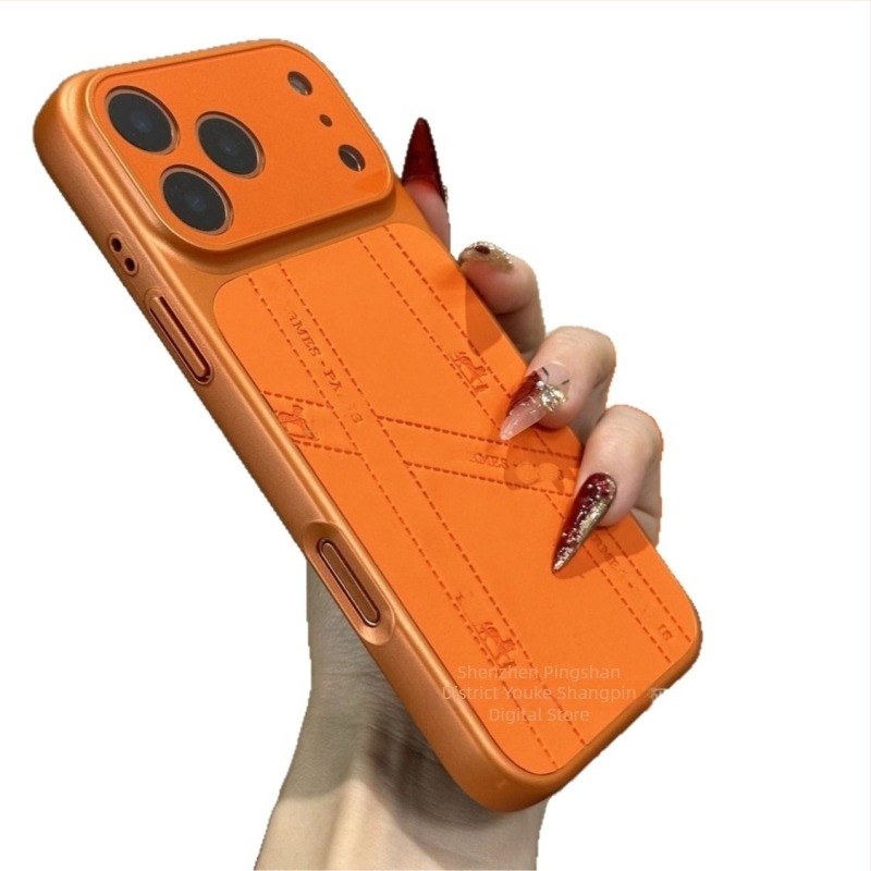 Carcasă din TPU portocalie pentru iPhone 17 Pro și iPhone 17 Pro Max – protecție totală, textură embosată, anti-cadere