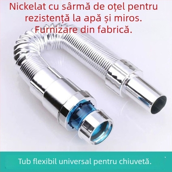 Dop de scurgere chiuvetă cu clapetă — ABS plastic cu acoperire electroplate din oțel, model 0019, greutate netă 158 g, finisaj electroplate telescopic, stil modern minimalist