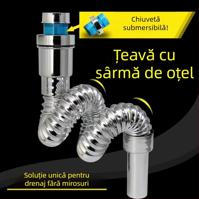 Dop de scurgere chiuvetă cu clapetă — ABS plastic cu acoperire electroplate din oțel, model 0019, greutate netă 158 g, finisaj electroplate telescopic, stil modern minimalist