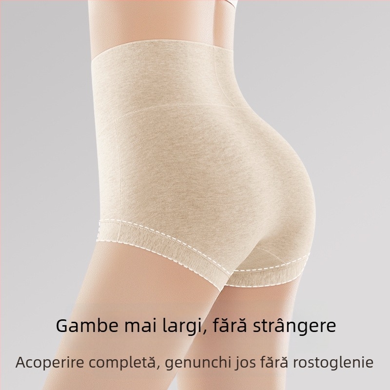 Chiloți de maternitate cu talie înaltă pentru recuperare postpartum, bumbac 90–95%, căptușeală din mătase Mulberry (<30%), tricotat cu 40 de fire