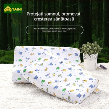 Pernă de latex pentru copii – formă dreptunghiulară, latex natural, conținut de latex 90% sau mai mult, husă din bumbac pur, potrivită pentru copii și sugari