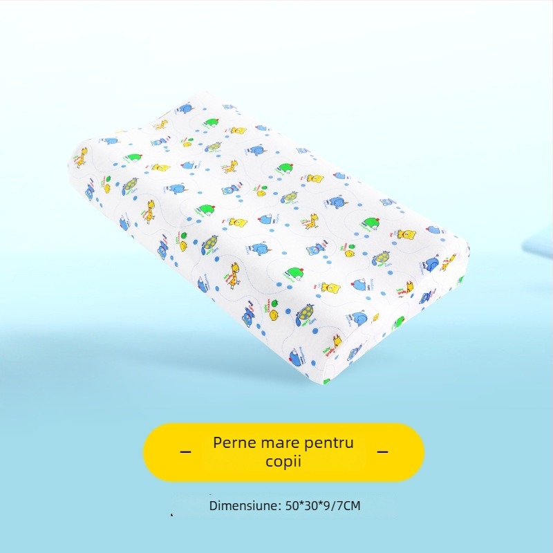 Pernă de latex pentru copii – formă dreptunghiulară, latex natural, conținut de latex 90% sau mai mult, husă din bumbac pur, potrivită pentru copii și sugari