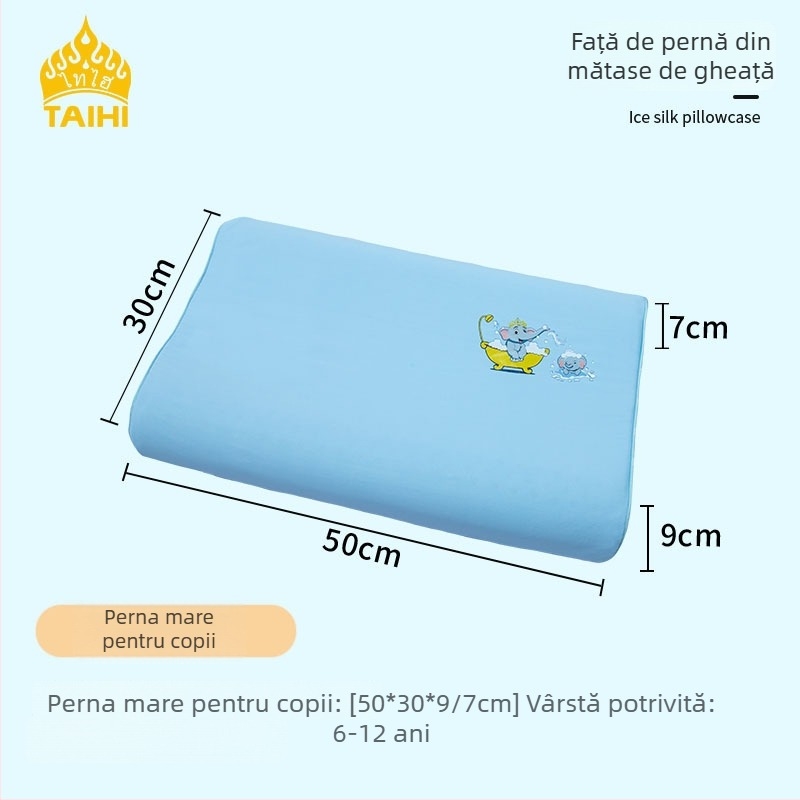 Pernă de latex pentru copii – formă dreptunghiulară, latex natural, conținut de latex 90% sau mai mult, husă din bumbac pur, potrivită pentru copii și sugari
