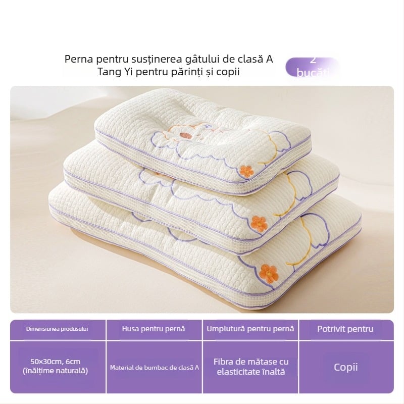 Pernă cervicală pentru copii - dreptunghiulară, umplutură din fibre de poliester, husă poliester, pentru copii, greutate 0,55–1,0 kg