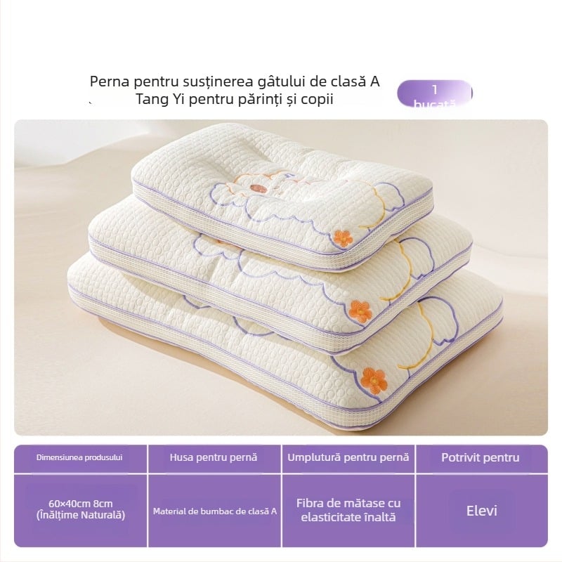 Pernă cervicală pentru copii - dreptunghiulară, umplutură din fibre de poliester, husă poliester, pentru copii, greutate 0,55–1,0 kg