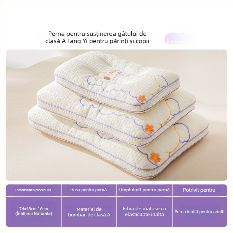 Pernă cervicală pentru copii - dreptunghiulară, umplutură din fibre de poliester, husă poliester, pentru copii, greutate 0,55–1,0 kg