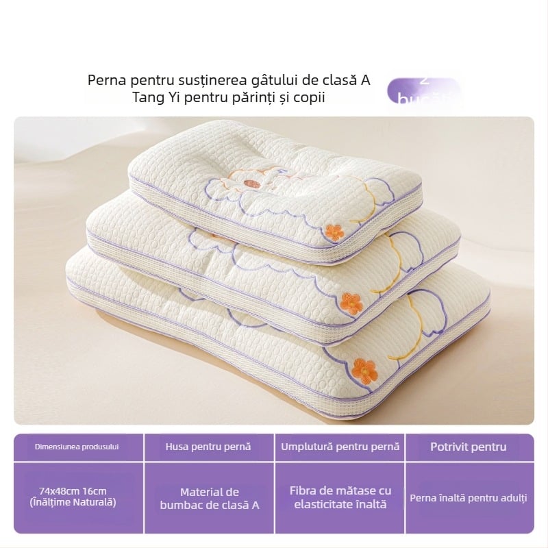 Pernă cervicală pentru copii - dreptunghiulară, umplutură din fibre de poliester, husă poliester, pentru copii, greutate 0,55–1,0 kg