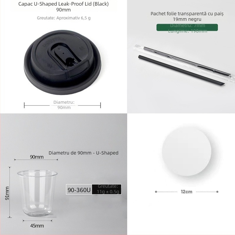 Pahar PET de unică folosință cu capac plat, formă ovală, capacitate 301–400 ml, imprimare personalizabilă